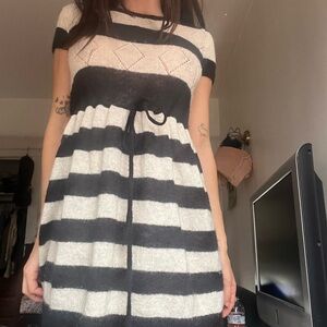Striped Black and Cream Knit Dress